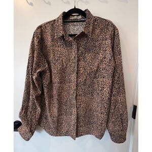 SM Wardrobe Leopard Print Button Down- Size Large